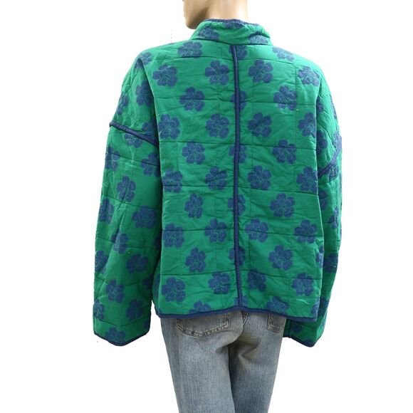 Free People Chloe Jacket Top Floral Printed Quilted Dolman Long Sleeve L 285616 - Picture 7 of 9